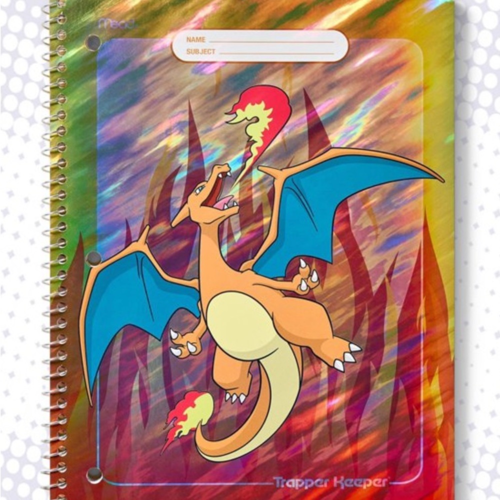 Charizard Spiral Notebook - Retro Orange & Blue Dragon Cover